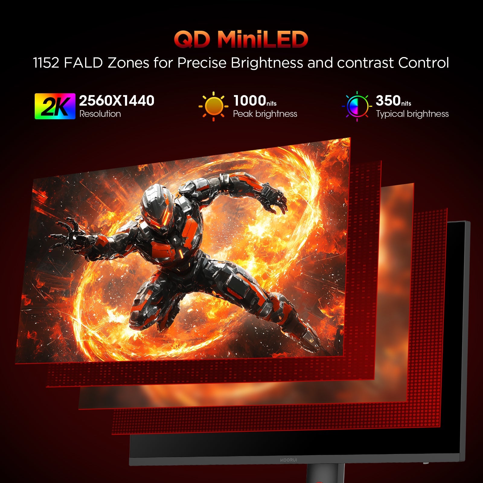 Moniteur de jeu KOORUI S2721PM 27 pouces IPS/MINI LED QHD 200 Hz