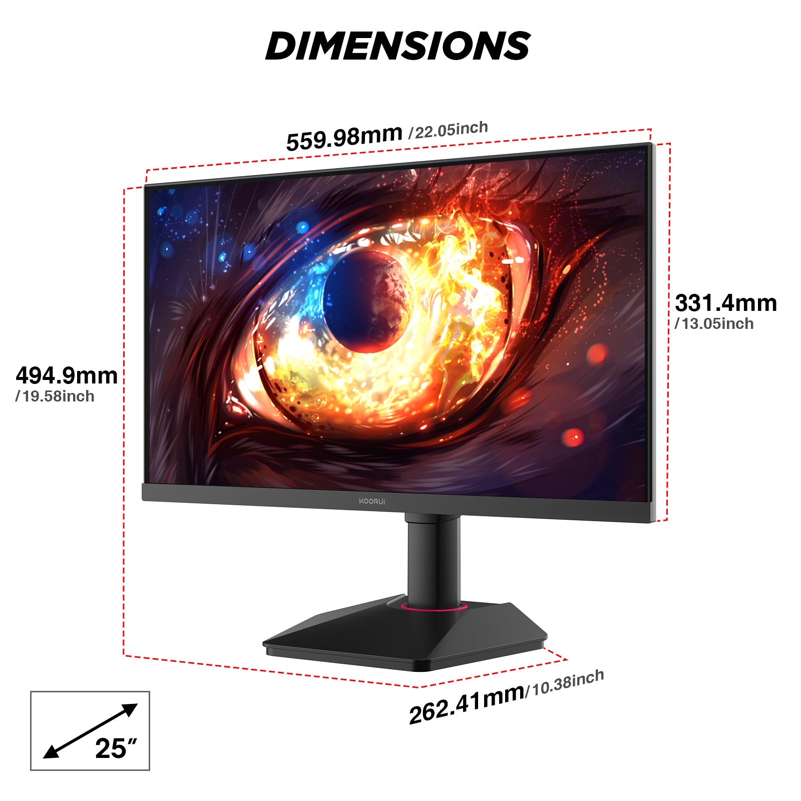 Moniteur de jeu KOORUI G2511E 25 pouces IPS FHD 320 Hz