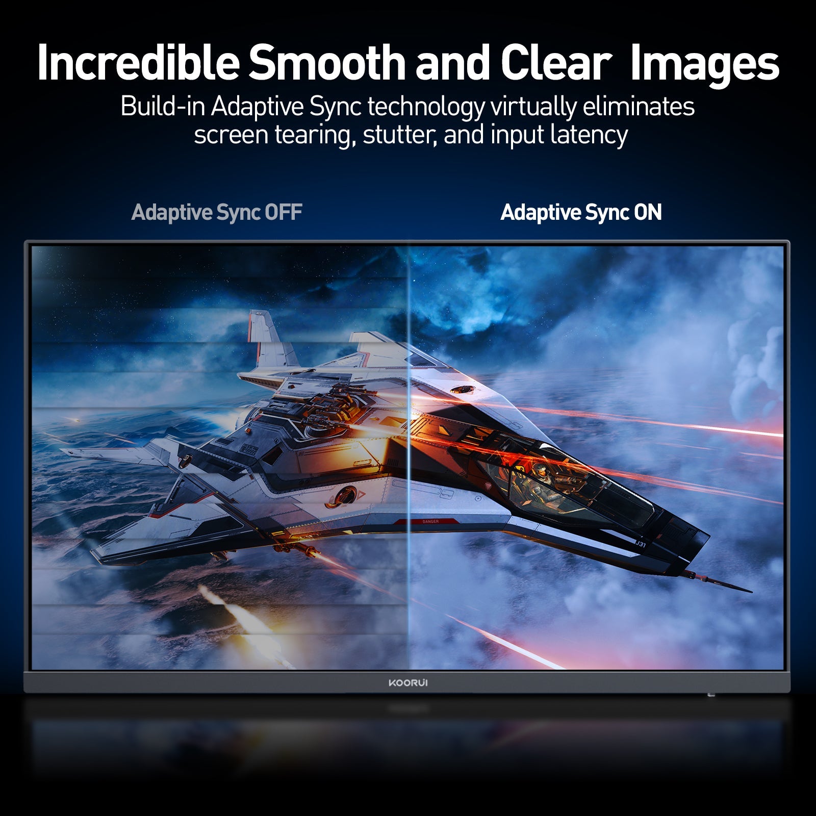 Moniteur de jeu KOORUI G2741L 27 pouces IPS 4K UHD double mode 160 Hz + UHD / 320 Hz + FHD