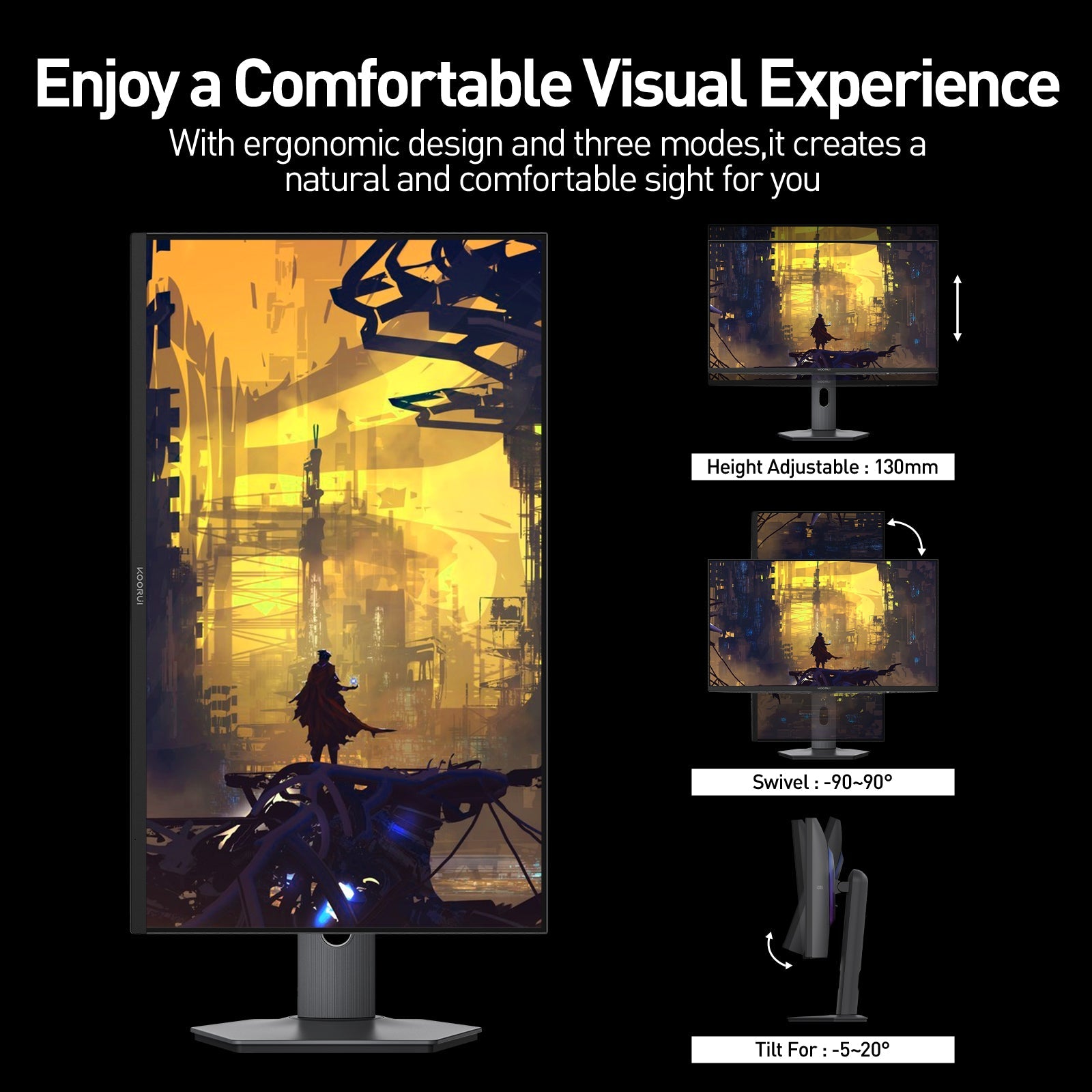 Moniteur de jeu KOORUI S2741LM 27 pouces double mode IPS/MINI LED UHD 160 Hz/FHD 320 Hz