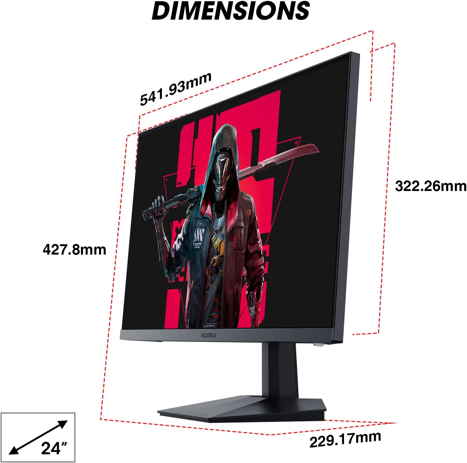 Moniteur de jeu KOORUI 24E3 24 pouces IPS FHD 165 Hz