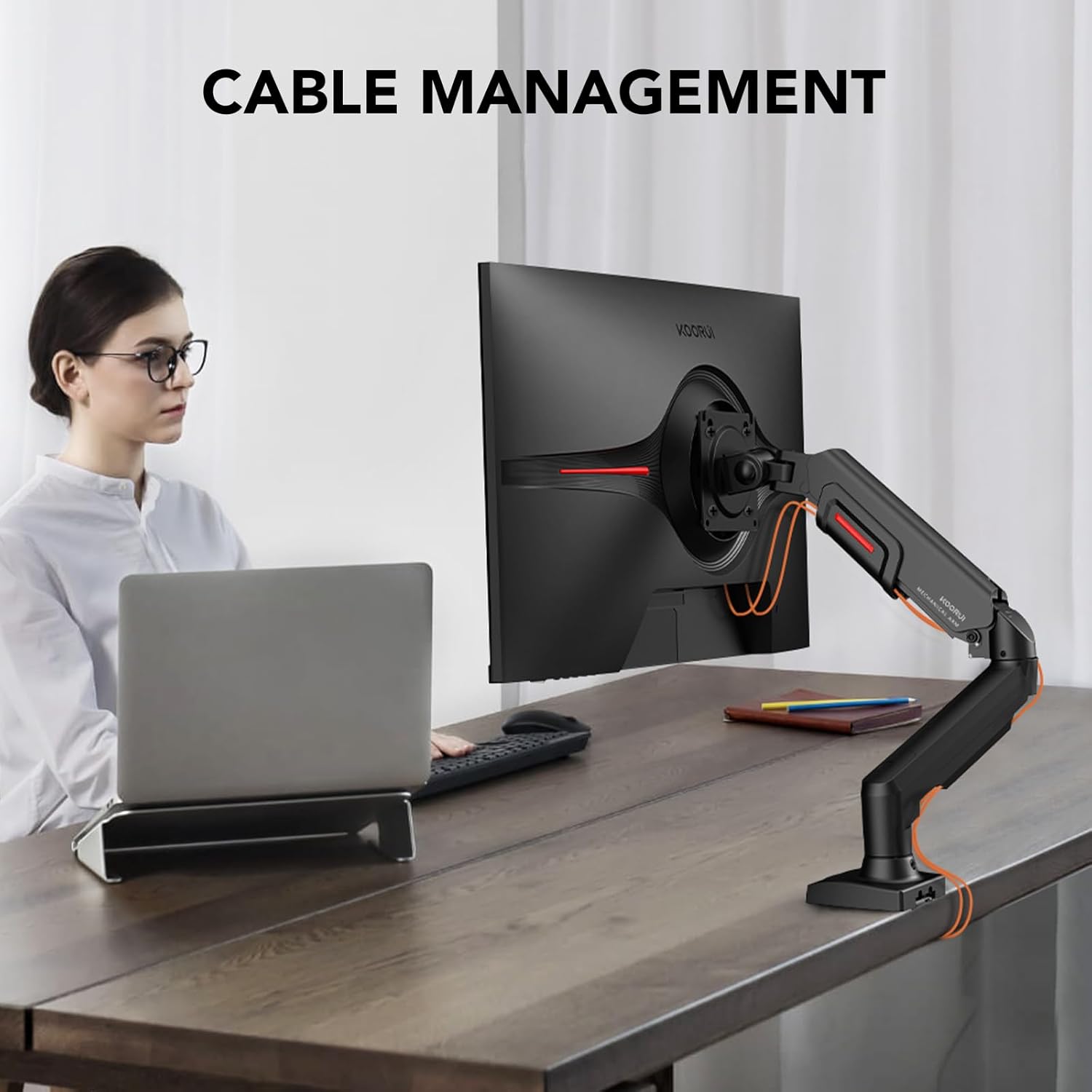 Bras de moniteur réglable simple pour support de bureau KOORUI KR20Y