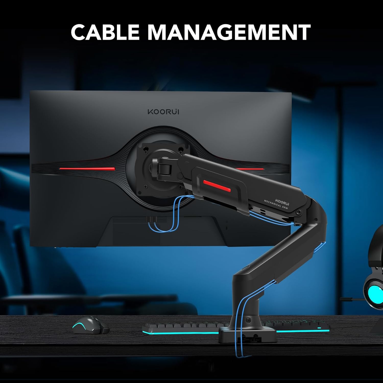 Bras de moniteur réglable simple pour support de bureau KOORUI KR20Y