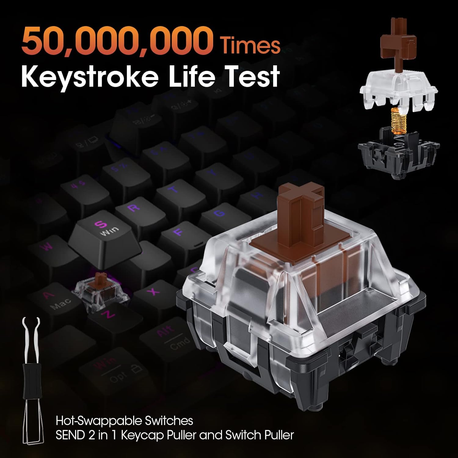 Clavier de jeu mécanique filaire marron KOORUI MK104