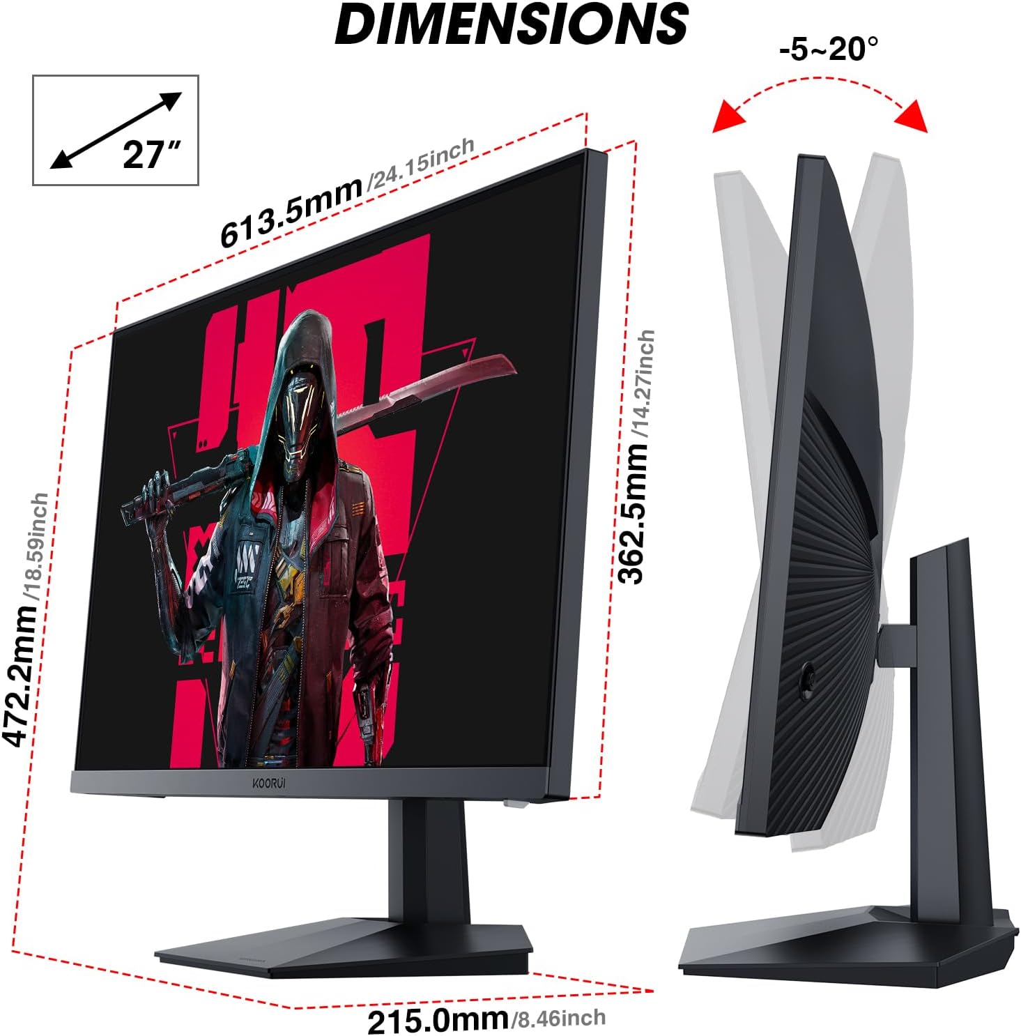 Moniteur de jeu KOORUI GN02 27 pouces VA FHD 240 Hz