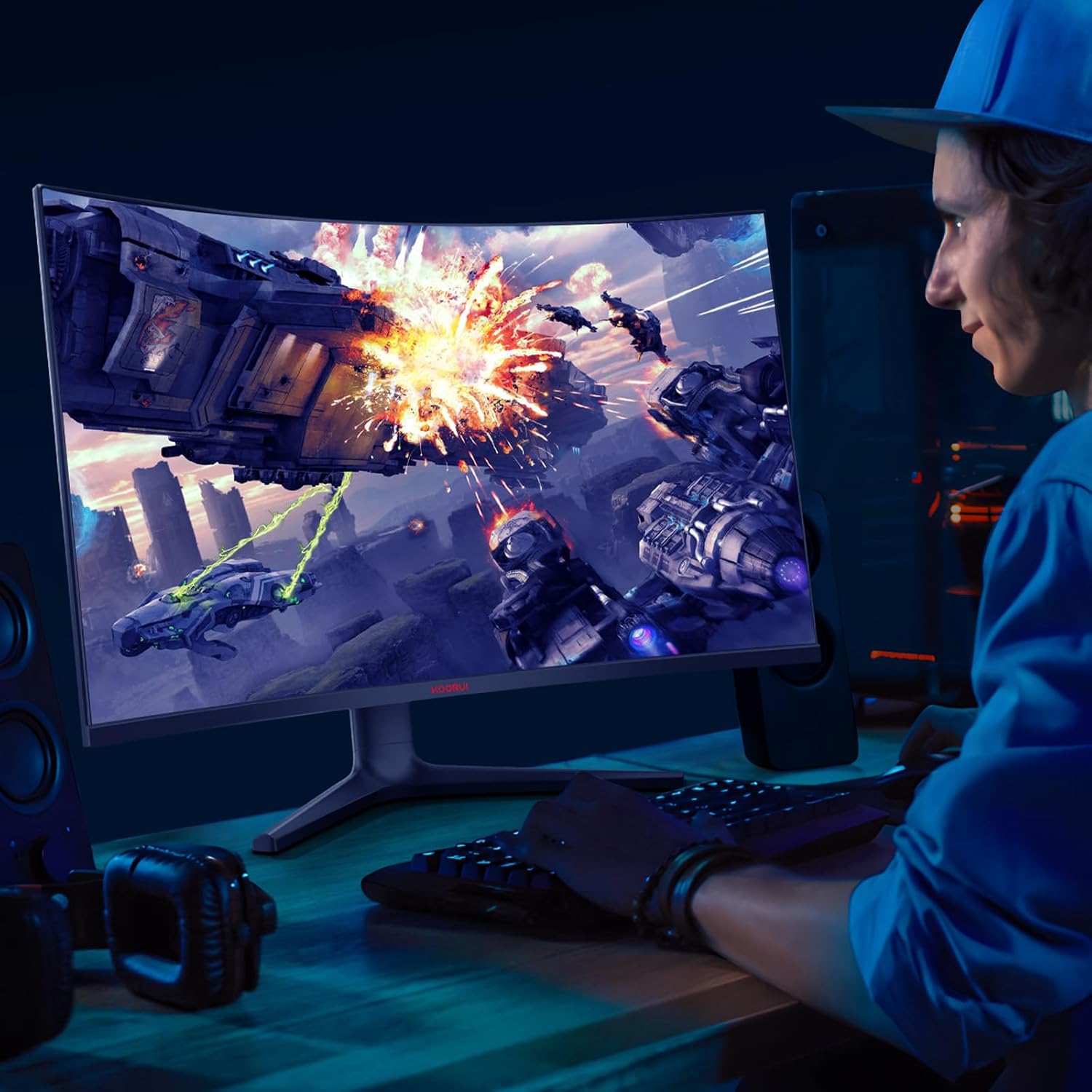 Moniteur de jeu incurvé KOORUI 32E6QC 31,5 pouces VA QHD 170 Hz 1500R