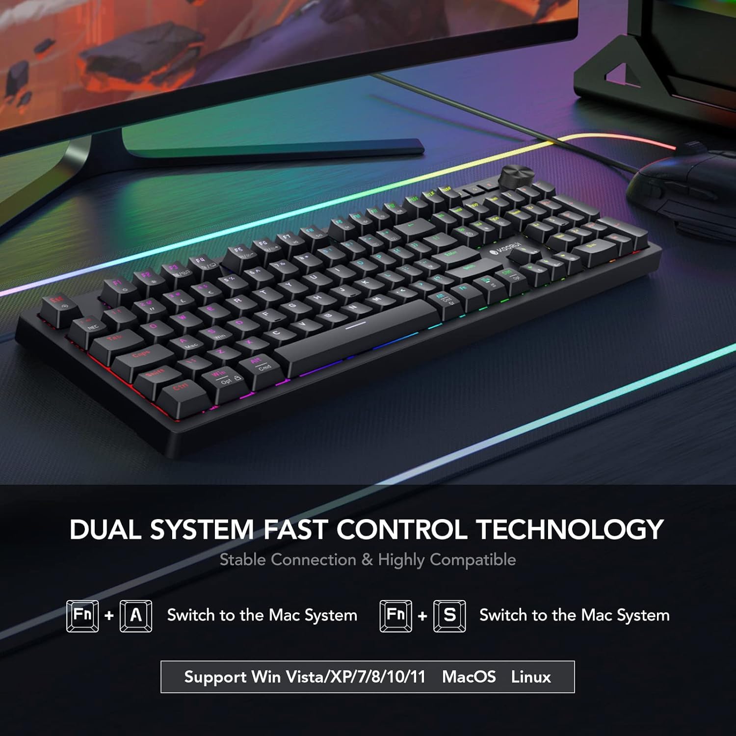 Clavier de jeu mécanique filaire rouge KOORUI MK104