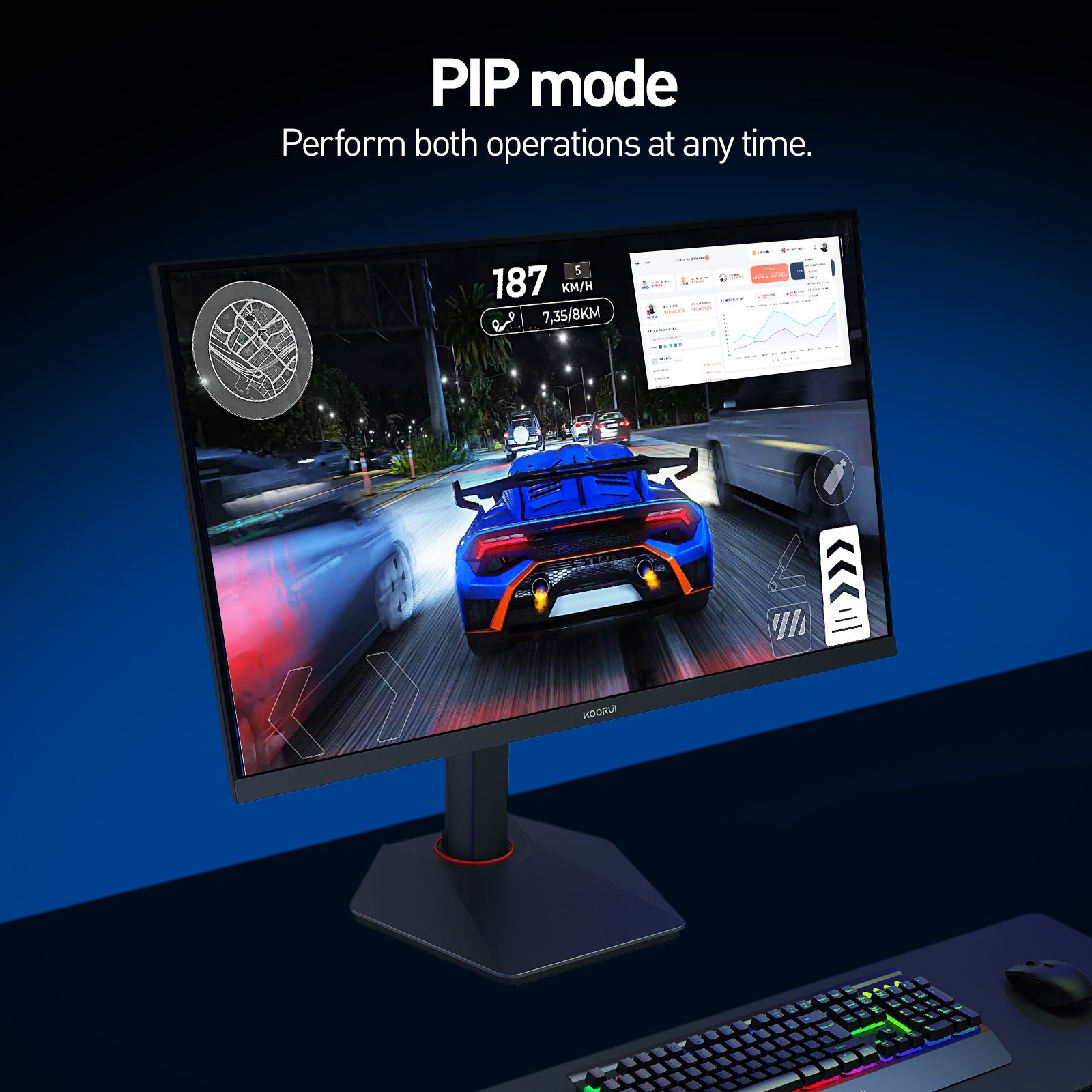 Moniteur de jeu KOORUI G2741L 27 pouces IPS 4K UHD double mode 160 Hz + UHD / 320 Hz + FHD 