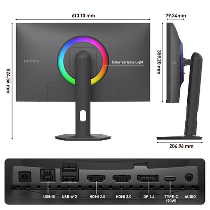 Moniteur de jeu KOORUI S2741LM 27 pouces double mode IPS/MINI LED UHD 160 Hz/FHD 320 Hz