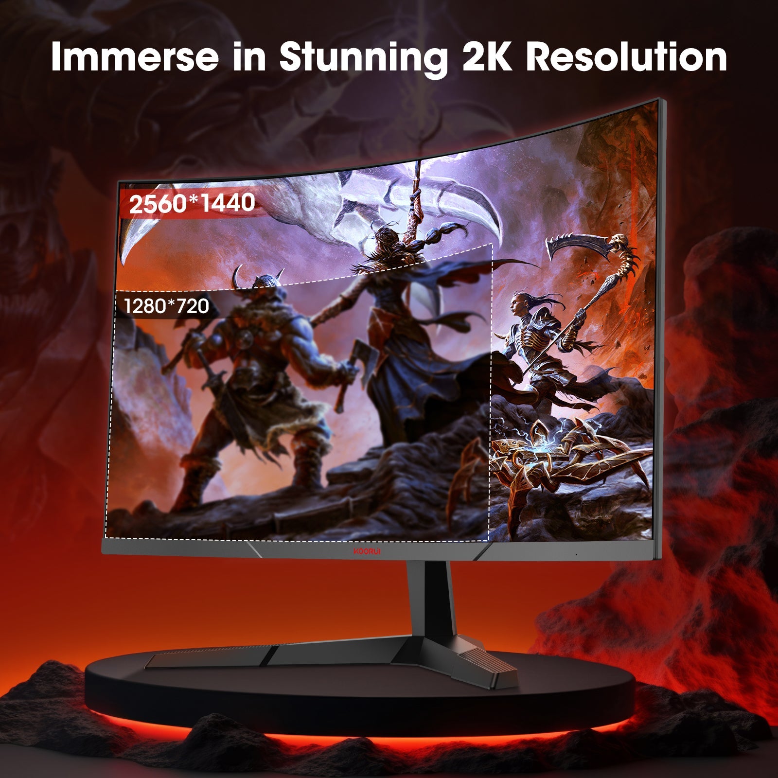 Moniteur de jeu incurvé KOORUI 27E6QCA 27 pouces VA QHD 180 Hz 