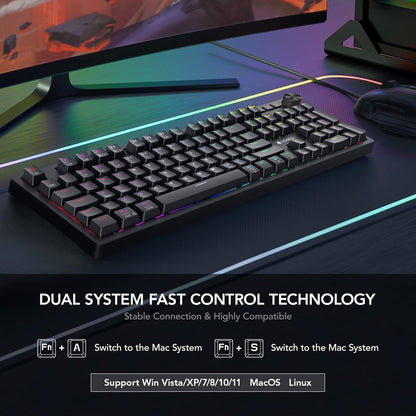 Clavier de jeu mécanique filaire bleu KOORUI MK104 